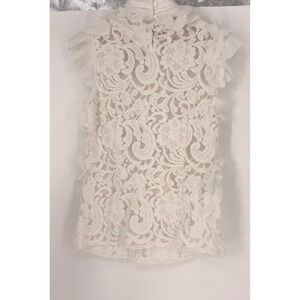 MM Couture Ivory Lace Ruffle Sleeve Top‎ Women's Blouse Elegant Party